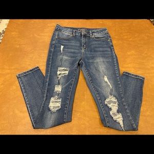 rue21 distressed high rise womens jeggings size 8
